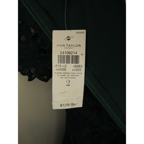 Ann Taylor Factory Womens Shift Dress Green Floral Lace Short Sleeve Size 2 NWT - Picture 7 of 16